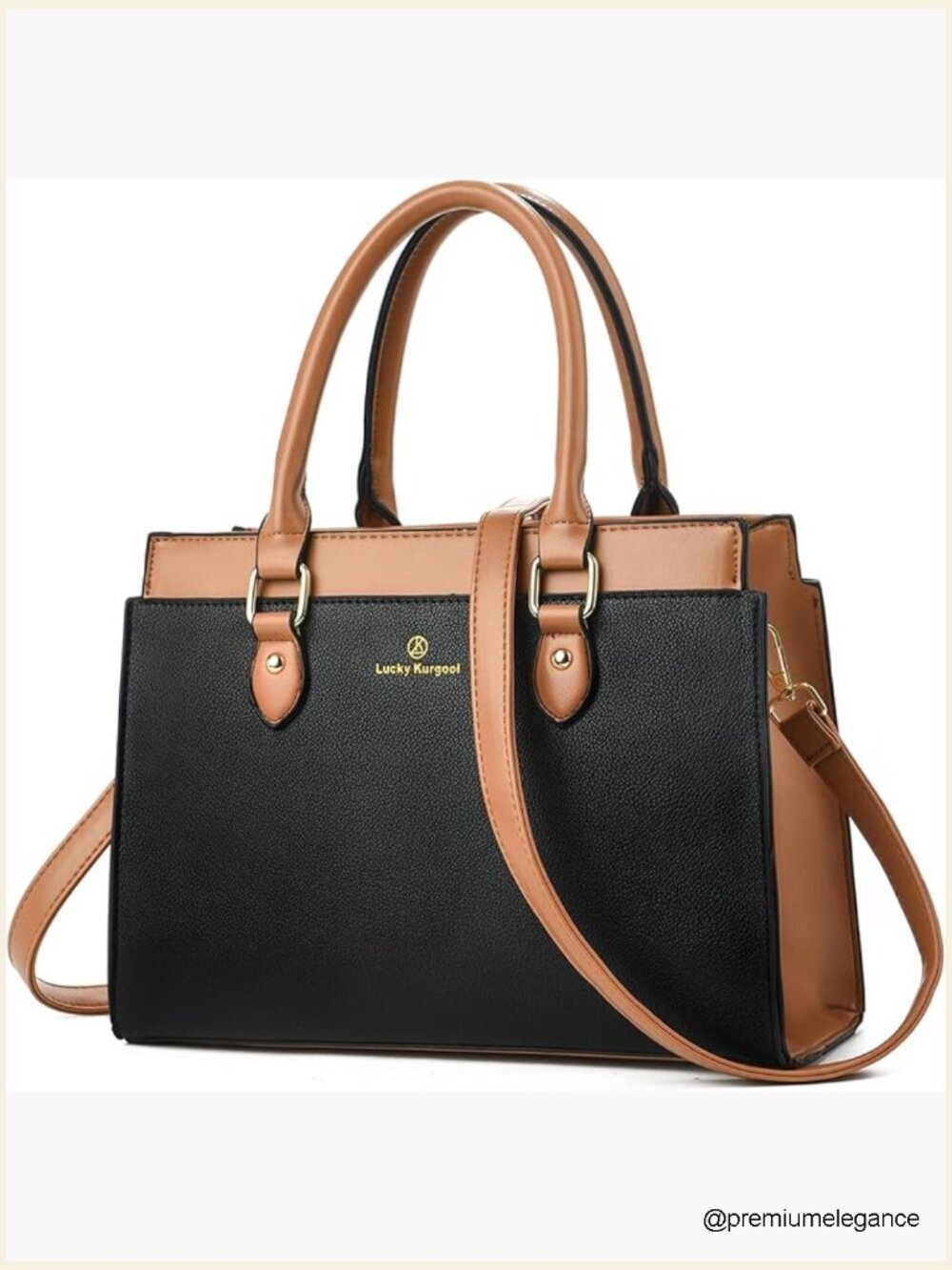 Trendy Dual-tone Leather Tote Satchel Crossbody Bag